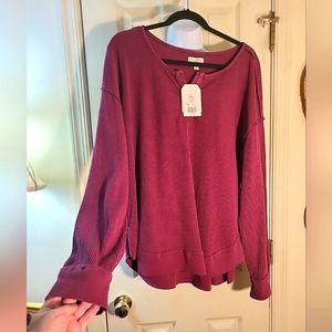 NWT Wonderly Studio Wallfle Knit Pullover Plum